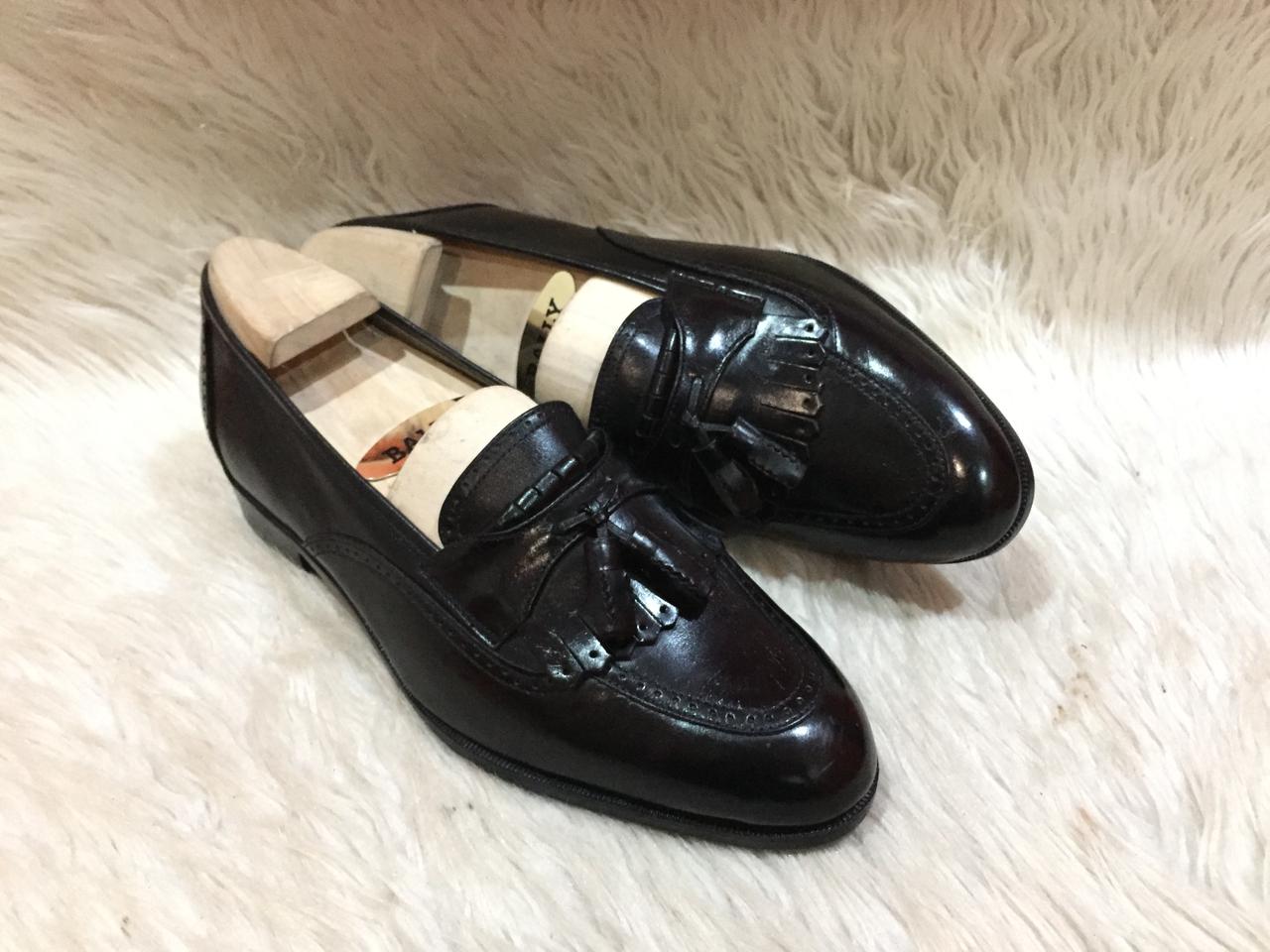 Napoleoni Black Leather Tassel Loafers