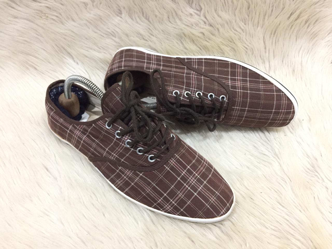 Aldo brown plaid canvas sneakers