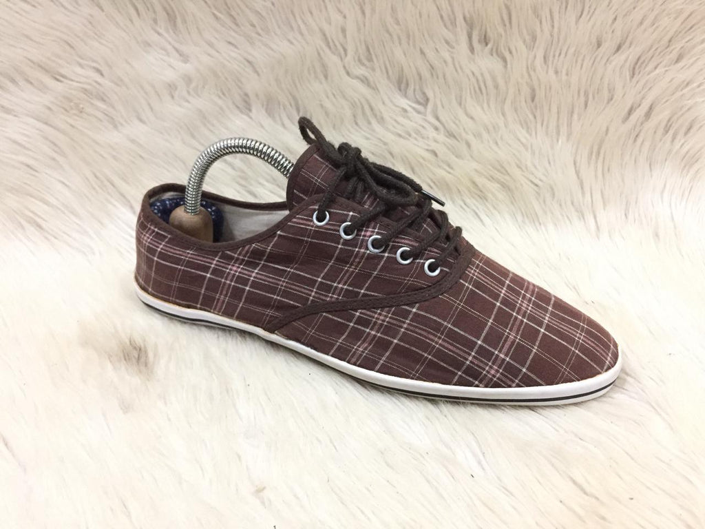 Aldo brown plaid canvas sneakers