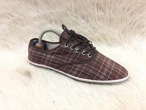 Aldo brown plaid canvas sneakers