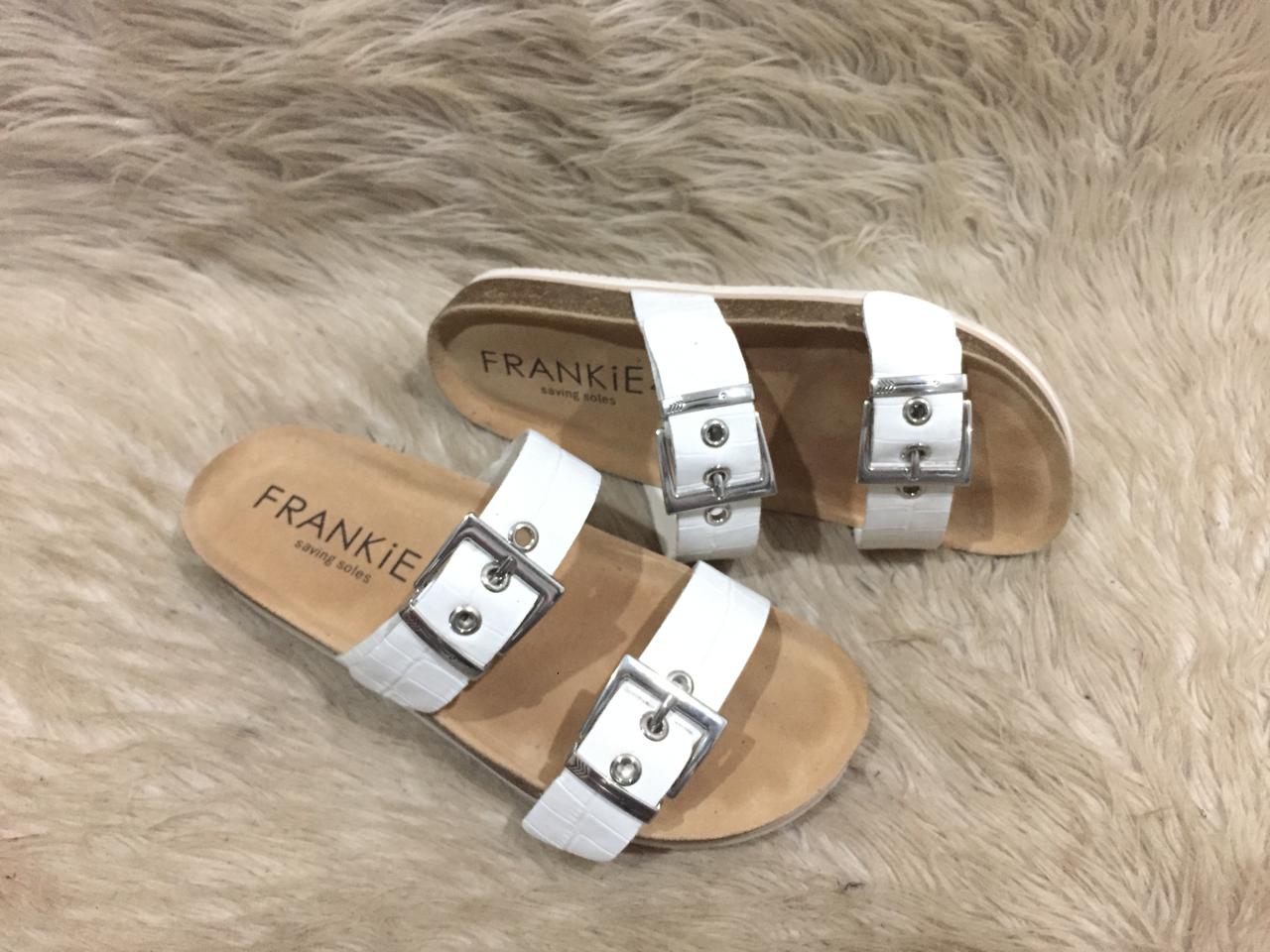 Frankie4 Sandy III White Croc Emboss slides