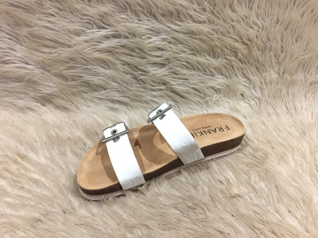 Frankie4 Sandy III White Croc Emboss slides