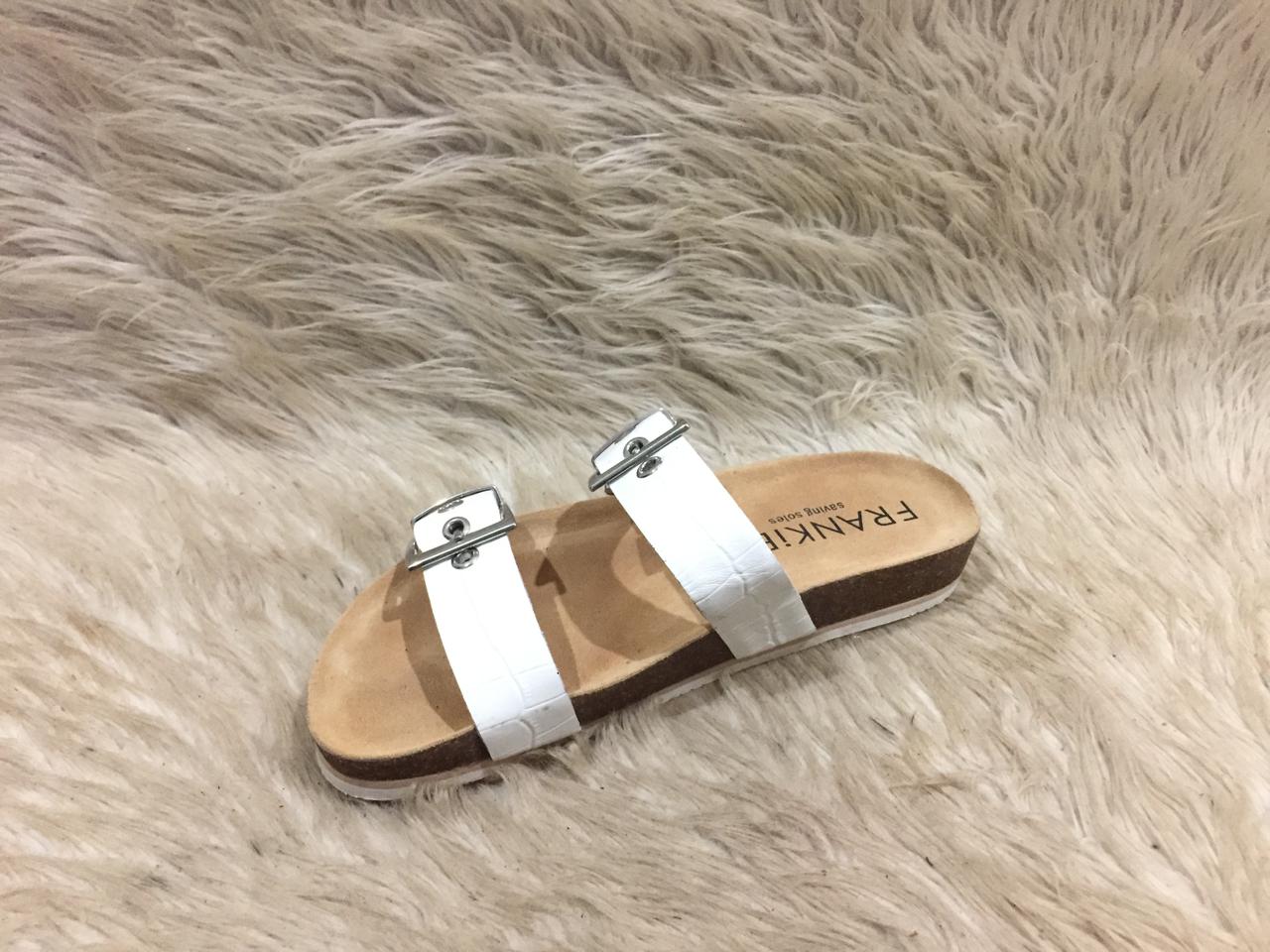 Frankie4 Sandy III White Croc Emboss slides