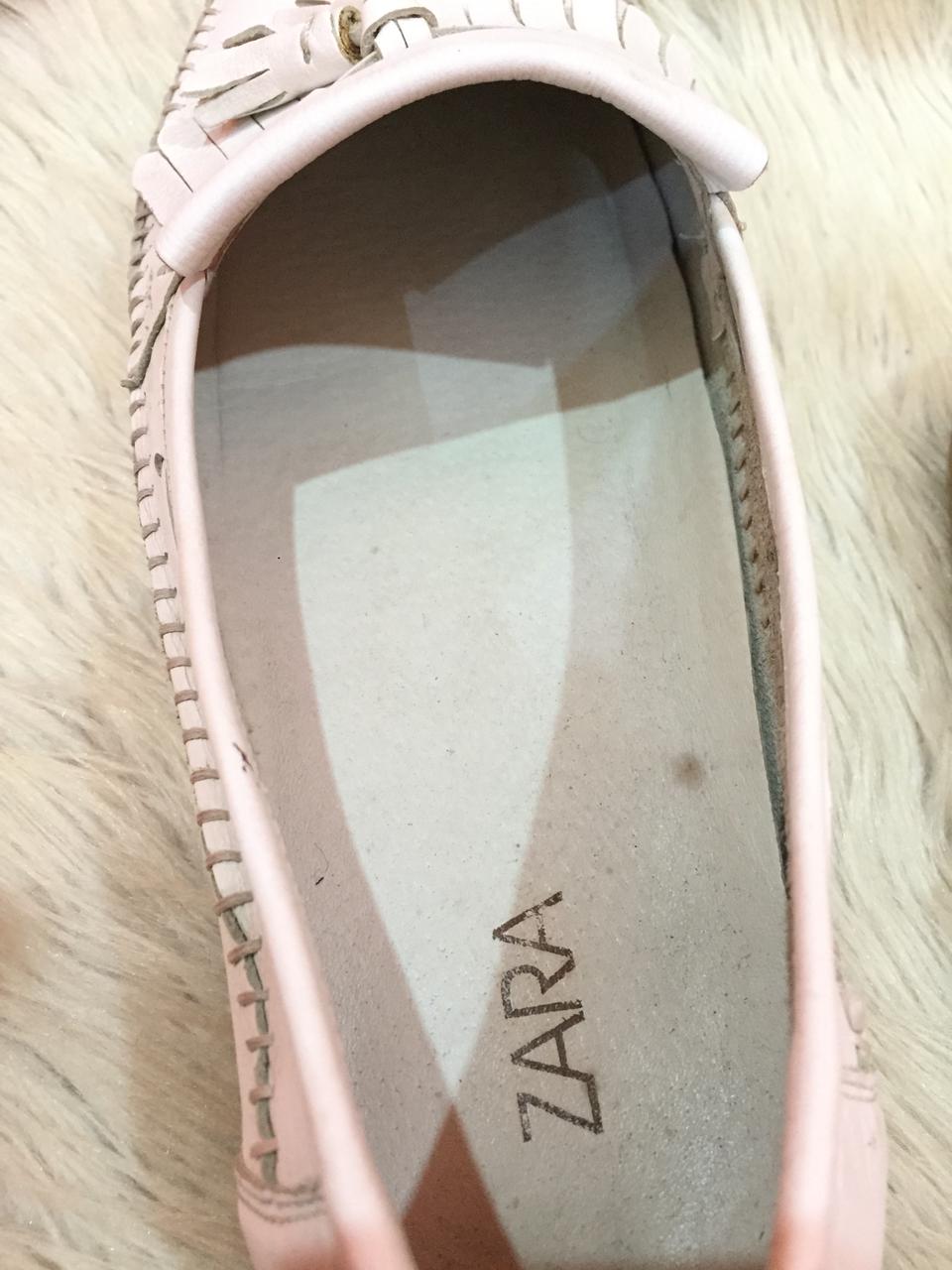 Zara white leather loafers