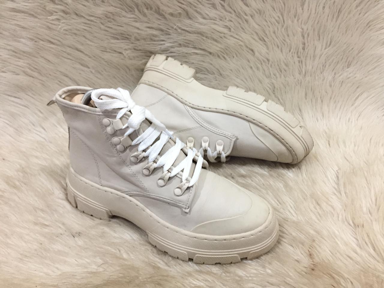 Zara chunky leather lace-up boots women