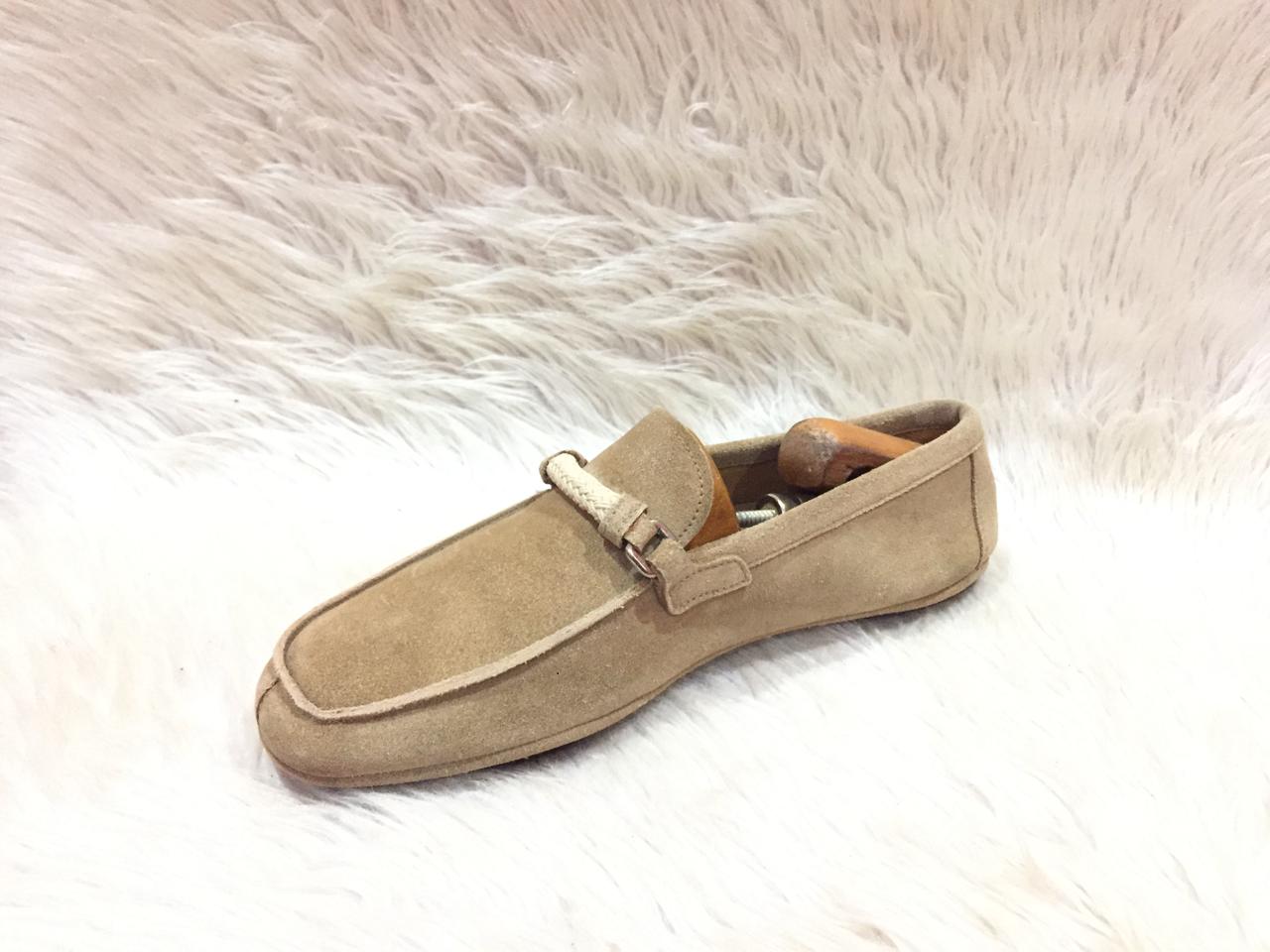 Prada beige suede loafers