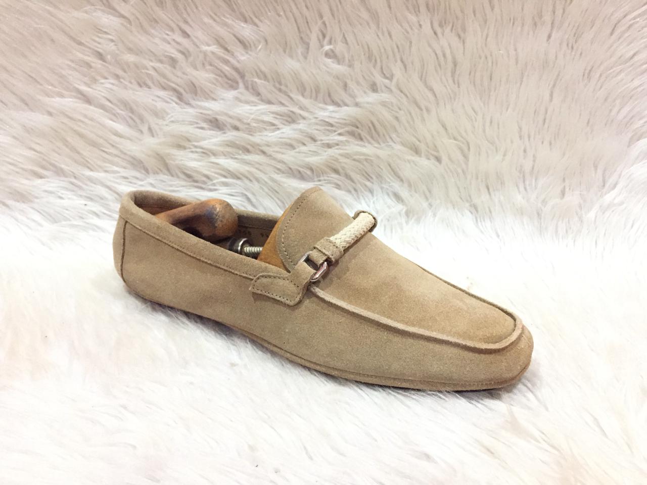 Prada beige suede loafers
