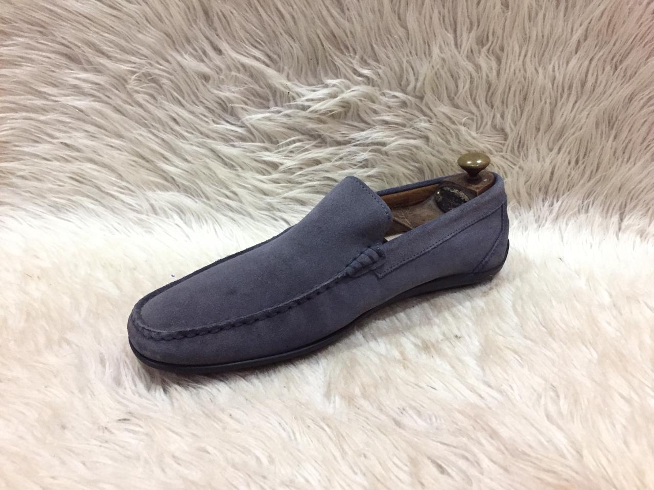 Cordoan  Silverstone suede loafer in dark denim