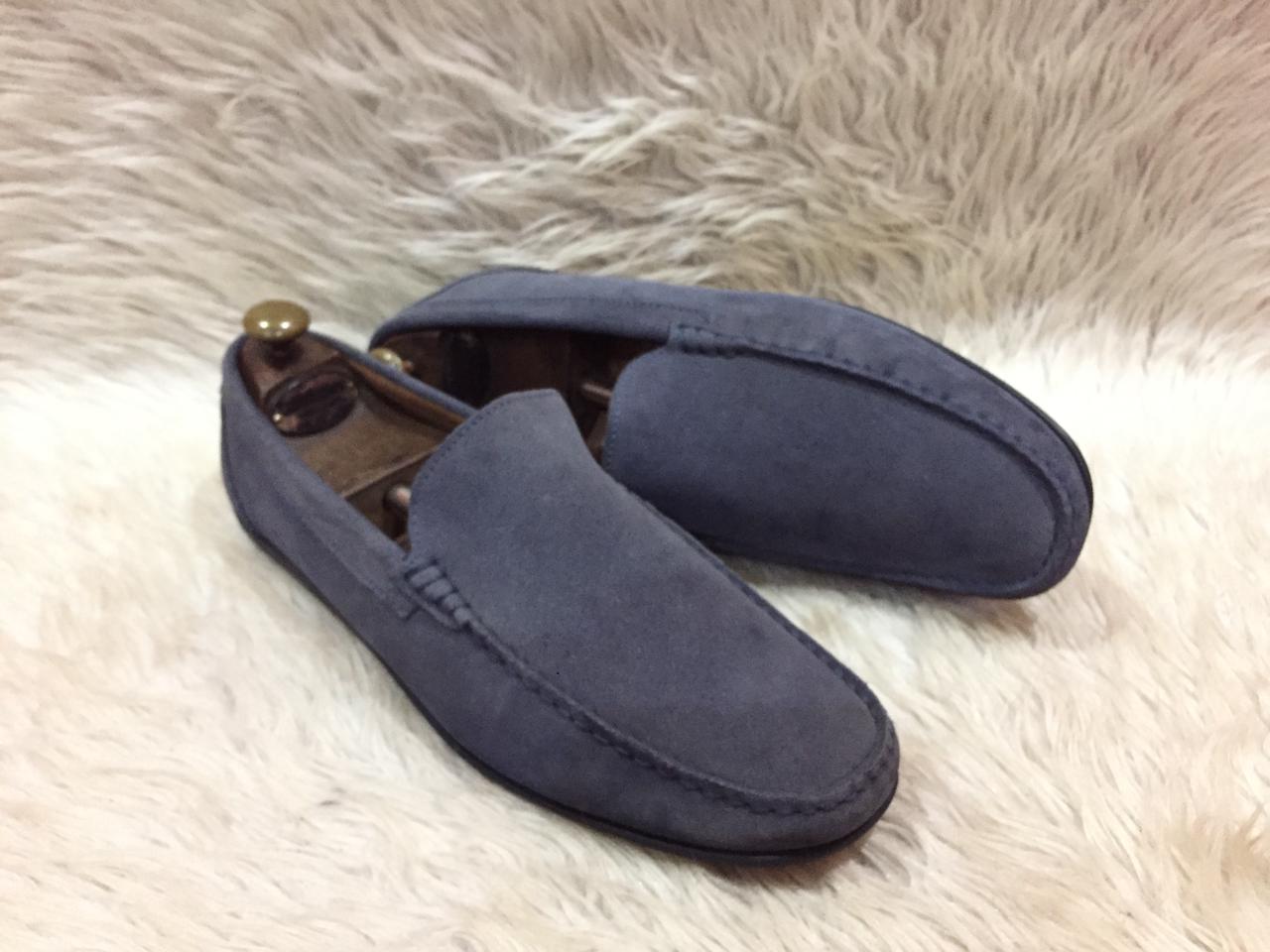 Cordoan  Silverstone suede loafer in dark denim